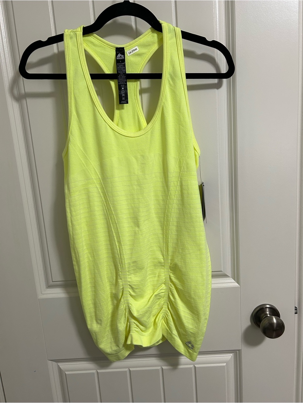 RBX Neon Yellow Racerback Ruched Tank